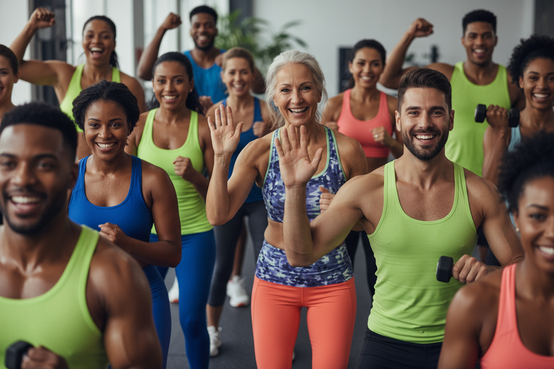 try not to show gym just the group of members working out